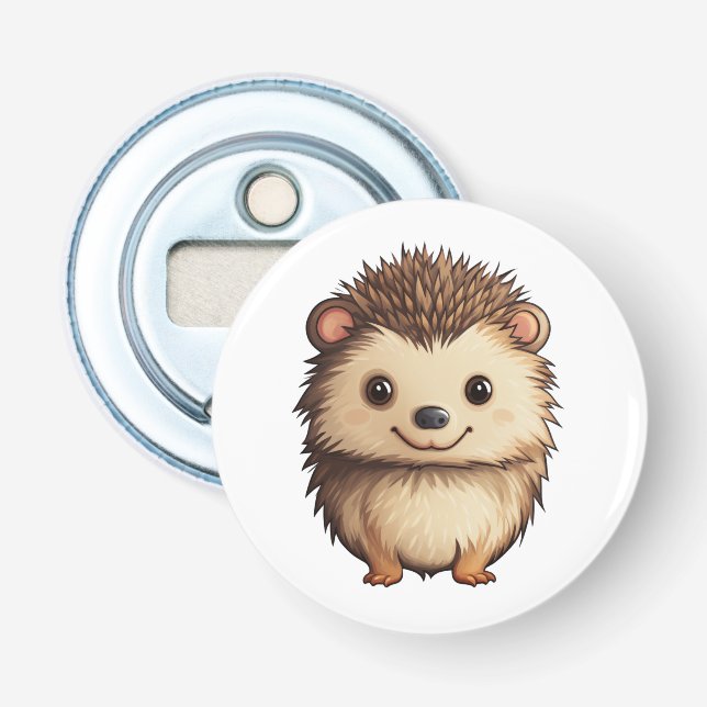 Cartoon hedgehog illustration bottle opener (Front)