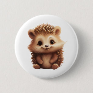 Cartoon hedgehog illustration button