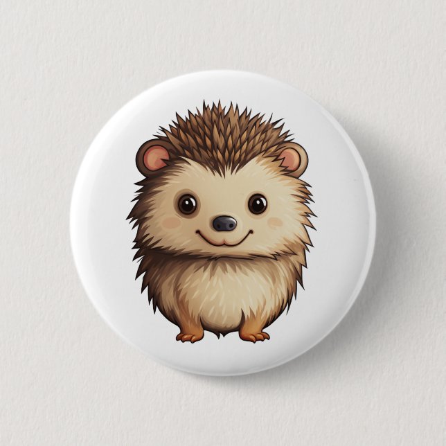Cartoon hedgehog illustration button (Front)