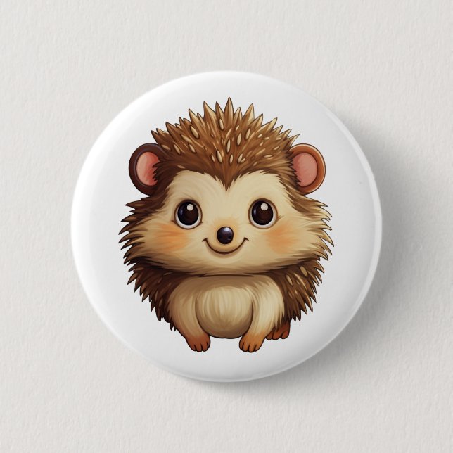 Cartoon hedgehog illustration button (Front)