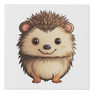 Cartoon hedgehog illustration faux canvas print