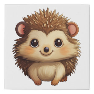Cartoon hedgehog illustration faux canvas print