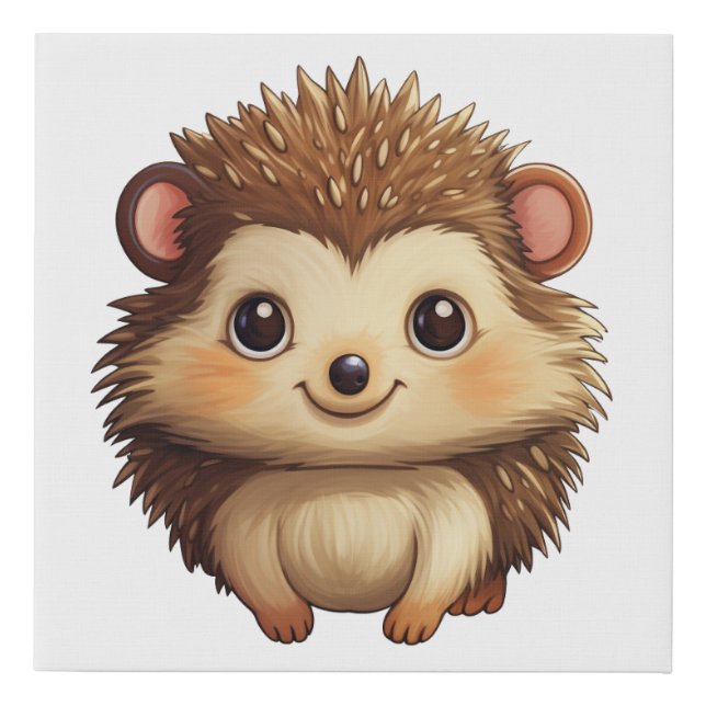 Cartoon hedgehog illustration faux canvas print (Front)