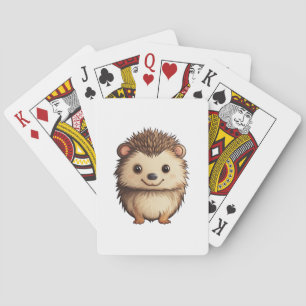 Cartoon hedgehog illustration poker cards