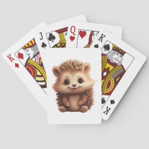 Cartoon hedgehog illustration poker cards
