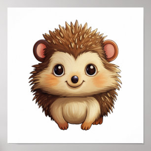 Cartoon hedgehog illustration poster