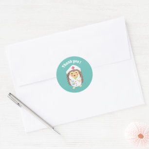 Cartoon hedgehog nurse thank you envelope seal
