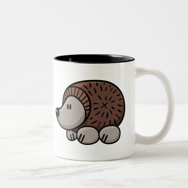 Cartoon Hedgehog Two-Tone Coffee Mug (Right)