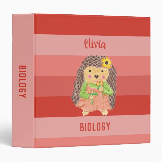 Cartoon hedgehog with flower kid orange binder (Front/Spine)