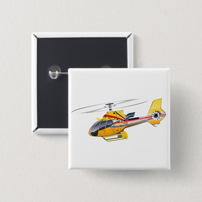 Cartoon Helicopter Button (Front & Back)