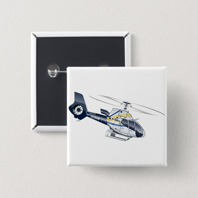 Cartoon Helicopter Button (Front & Back)