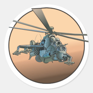 Cartoon helicopter classic round sticker