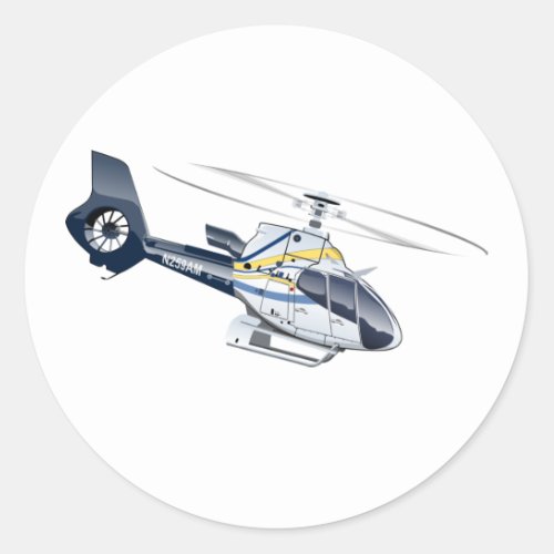 Cartoon Helicopter Classic Round Sticker