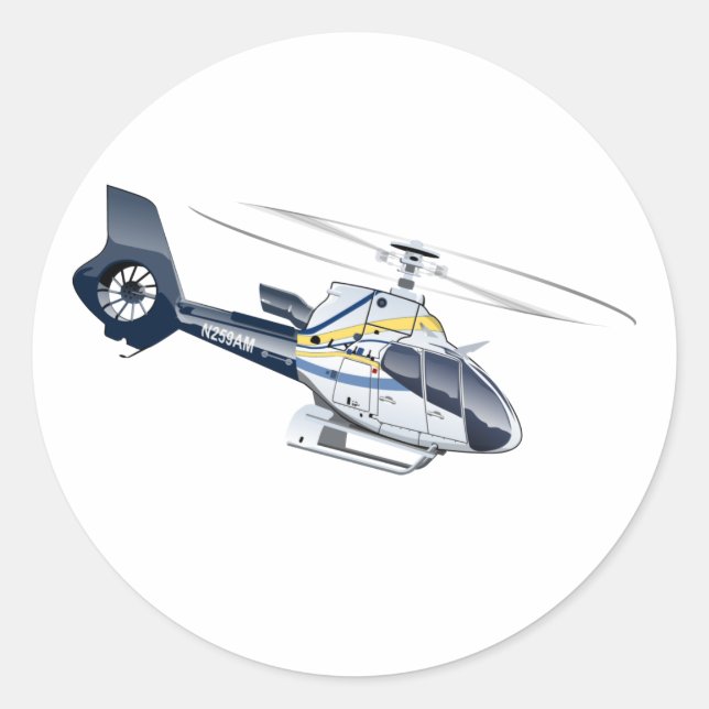 Cartoon Helicopter Classic Round Sticker (Front)