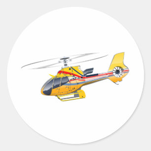 Cartoon Helicopter Classic Round Sticker