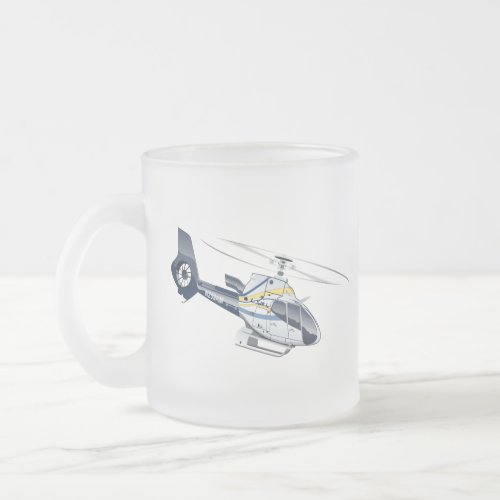 Cartoon Helicopter Frosted Glass Coffee Mug