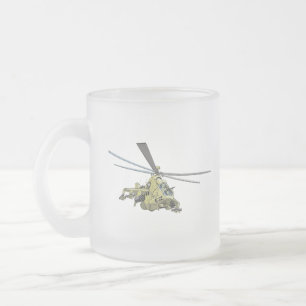Cartoon Helicopter "Hind" Frosted Glass Coffee Mug