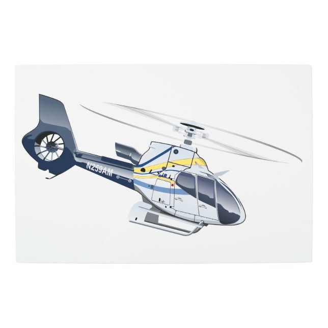 Cartoon Helicopter Metal Print (Front)