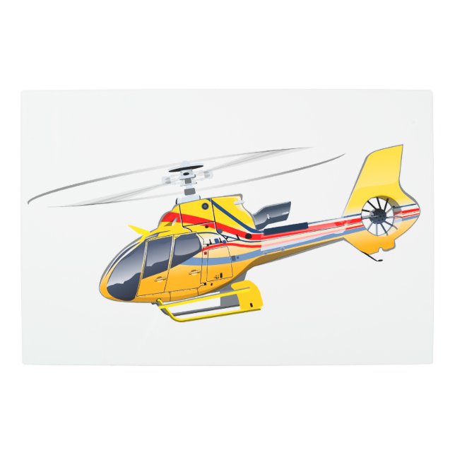 Cartoon Helicopter Metal Print (Front)