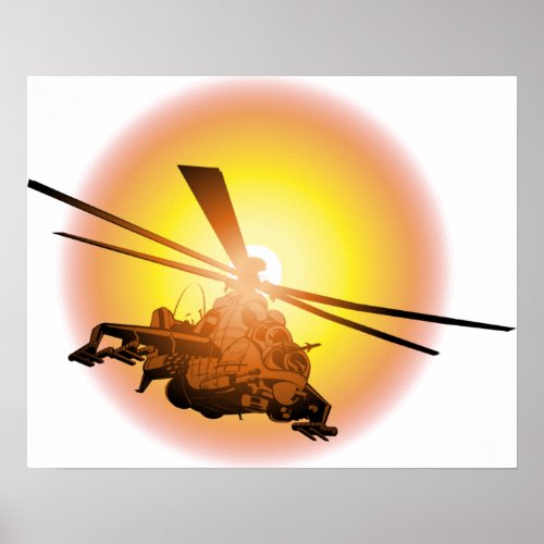 Cartoon Helicopter Poster