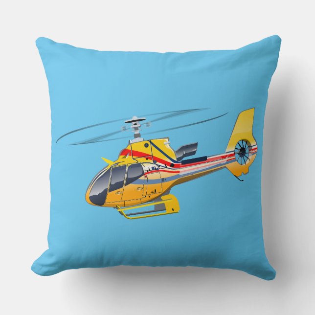 Cartoon Helicopter Throw Pillow (Front)