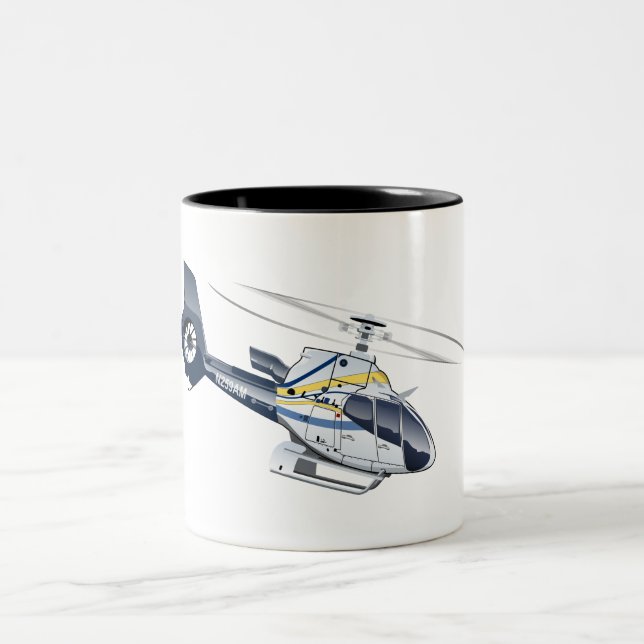 Cartoon Helicopter Two-Tone Coffee Mug (Center)