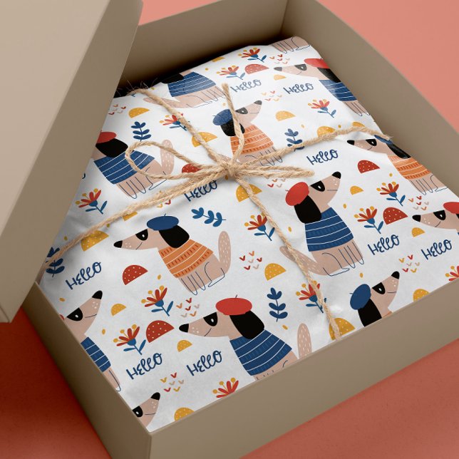 Cartoon Hello dog seamless pattern wrapping paper (Creator Uploaded)