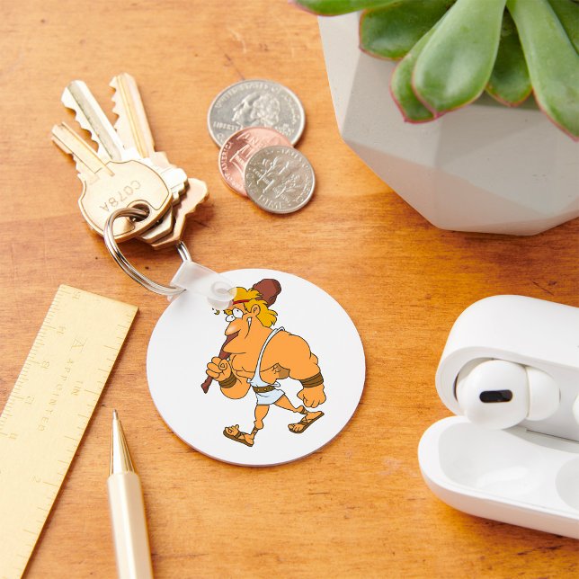 Cartoon Hercules Greek Mythology Hero with Club Keychain (Creator Uploaded)