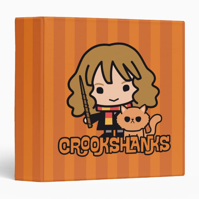 Cartoon Hermione and Crookshanks 3 Ring Binder (Front/Spine)