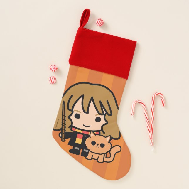 Cartoon Hermione and Crookshanks Christmas Stocking (Front)