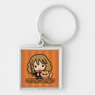 Cartoon Hermione and Crookshanks Keychain