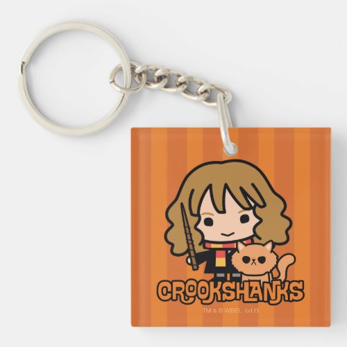 Cartoon Hermione and Crookshanks Keychain