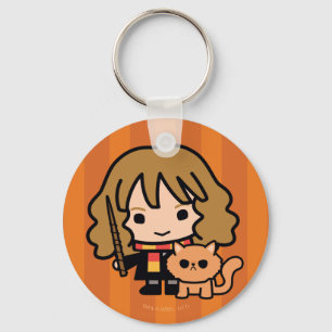 Cartoon Hermione and Crookshanks Keychain