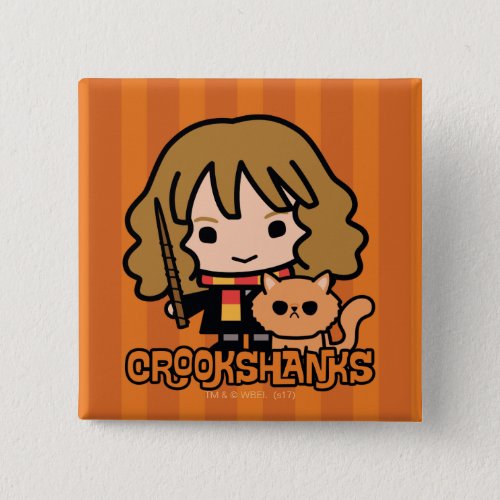 Cartoon Hermione and Crookshanks Pinback Button