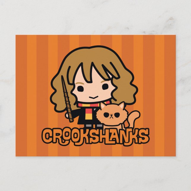 Cartoon Hermione and Crookshanks Postcard (Front)
