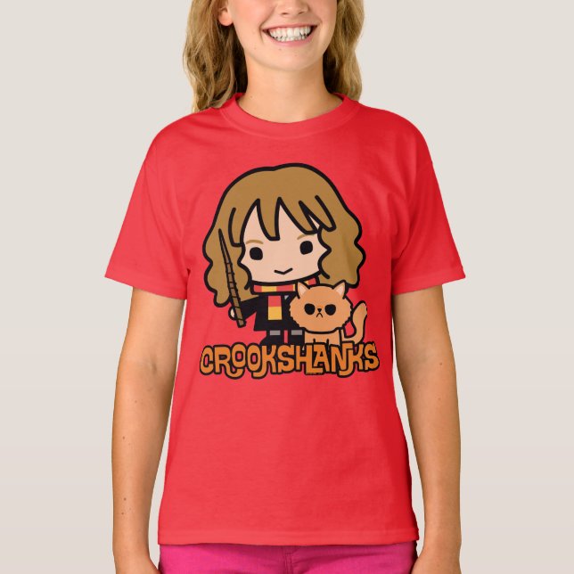 Cartoon Hermione and Crookshanks T-Shirt (Front)