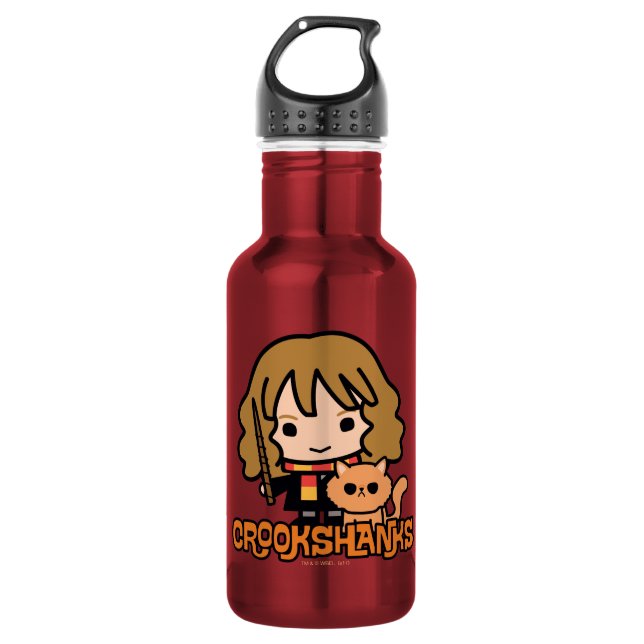 Cartoon Hermione and Crookshanks Water Bottle (Front)