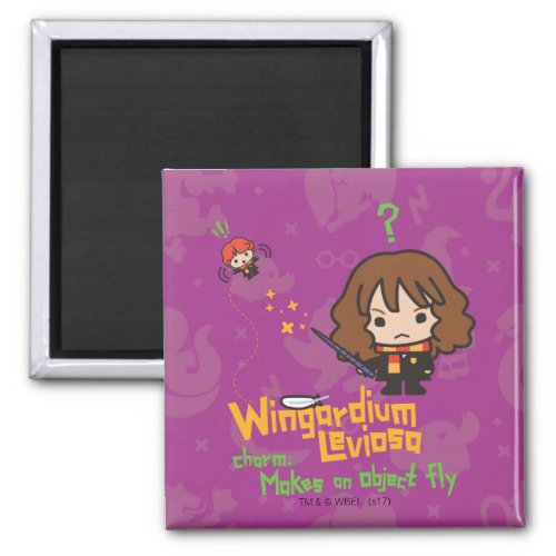 Cartoon Hermione and Ron Wingardium Leviosa Spell Magnet