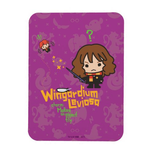 Cartoon Hermione and Ron Wingardium Leviosa Spell Magnet