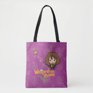 Cartoon Hermione and Ron Wingardium Leviosa Spell Tote Bag