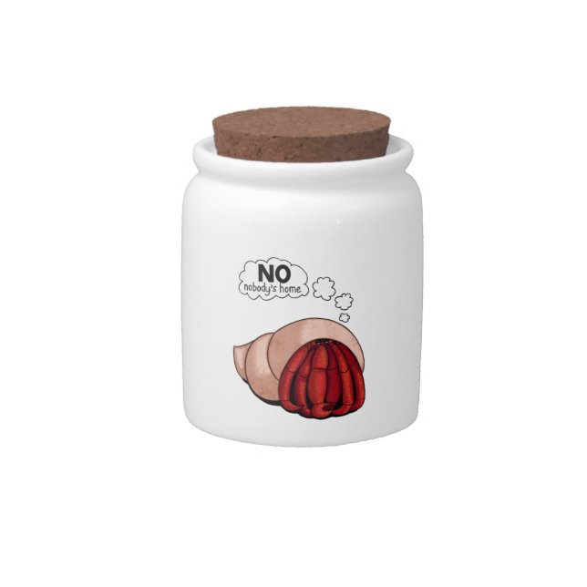 Cartoon Hermit Crab Hiding inside Shell with Text Candy Jar (Front)