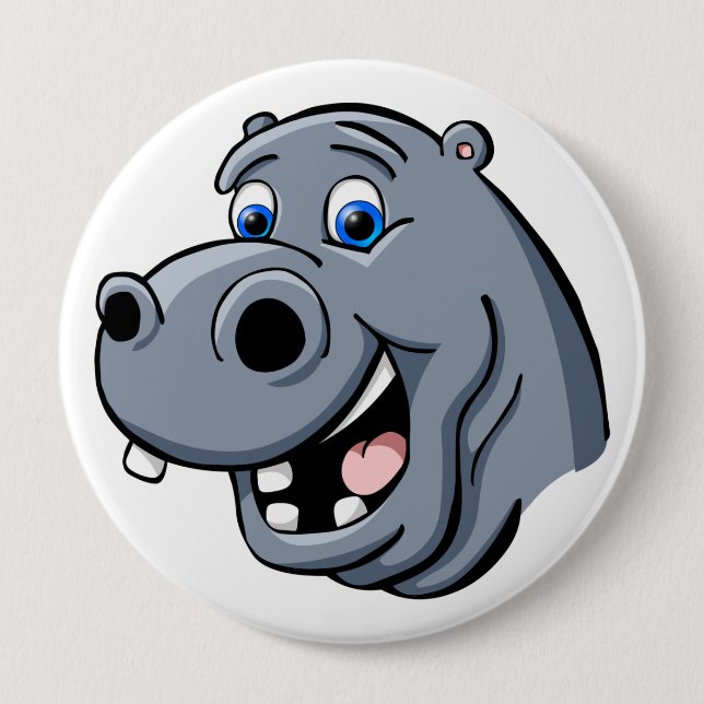 Cartoon Hippo Button (Front)