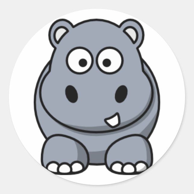 Cartoon Hippo Classic Round Sticker (Front)