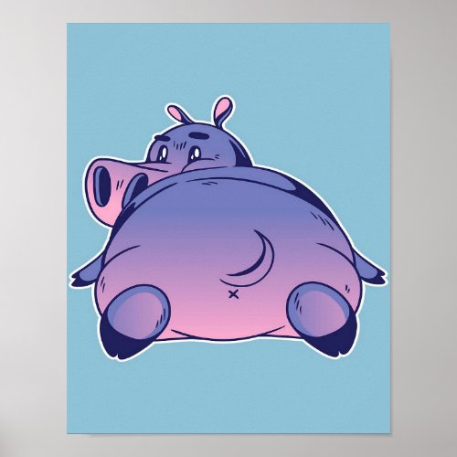 Cartoon hippo poster