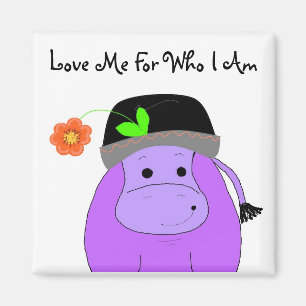 Cartoon Hippo with Saying Magnet