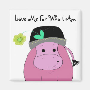 Cartoon Hippo with Saying Magnet