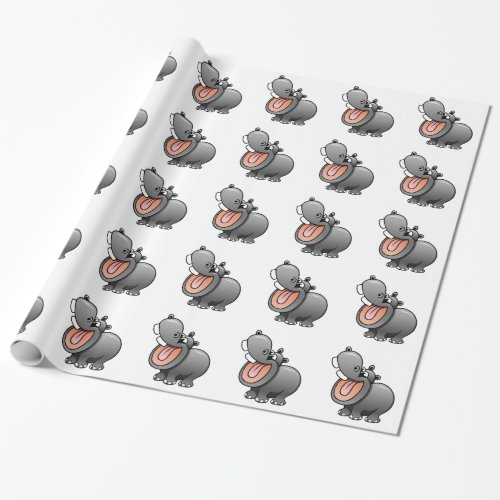 Cartoon Hippo Wrapping Paper