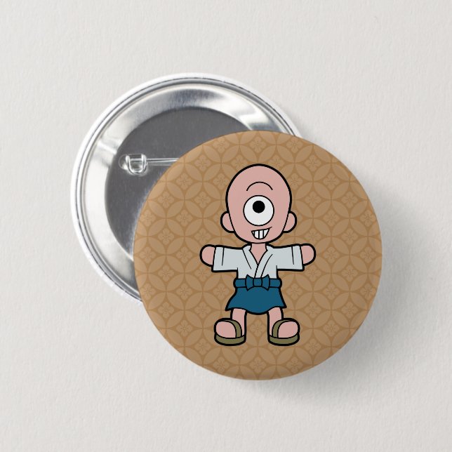Cartoon Hitotsume-Kozo | Japanese Yokai Pinback Button (Front & Back)