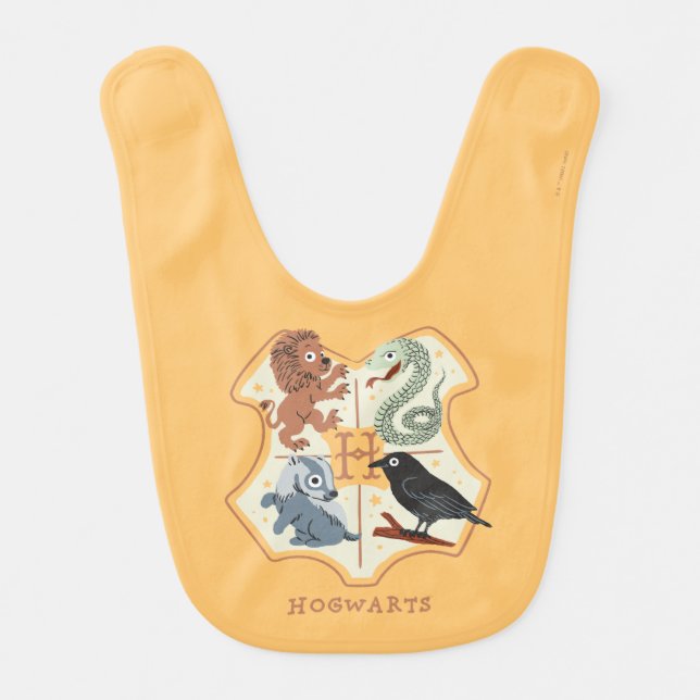 Cartoon Hogwarts Crest Baby Bib (Front)