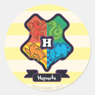 Cartoon Hogwarts Crest Classic Round Sticker